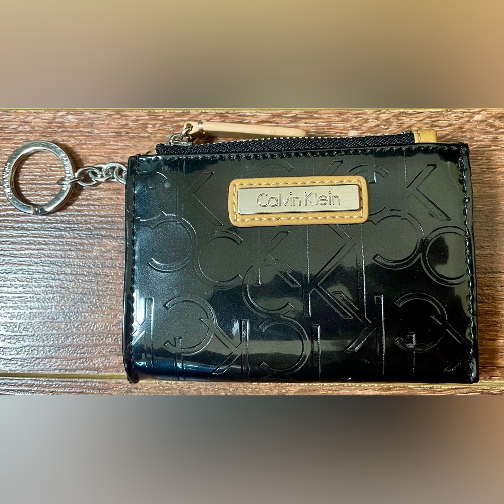 Calvin Klein Black Embossed Keychain Coin Pouch